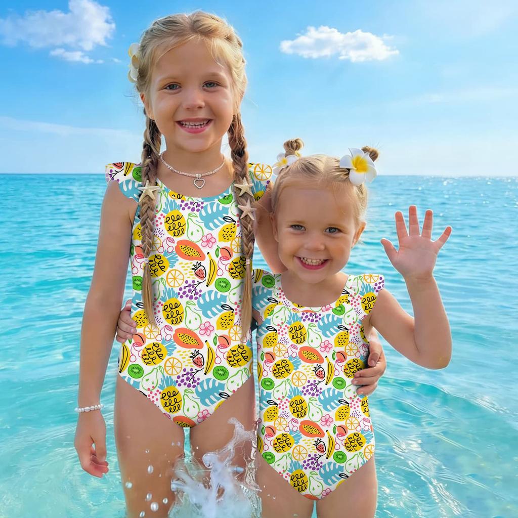 Mädchen Badeanzug Sommer Kinder Fruchtmuster Lässig Stilvoll Ärmellos Badebekleidung für Kinder Kleinkind Badeanzug