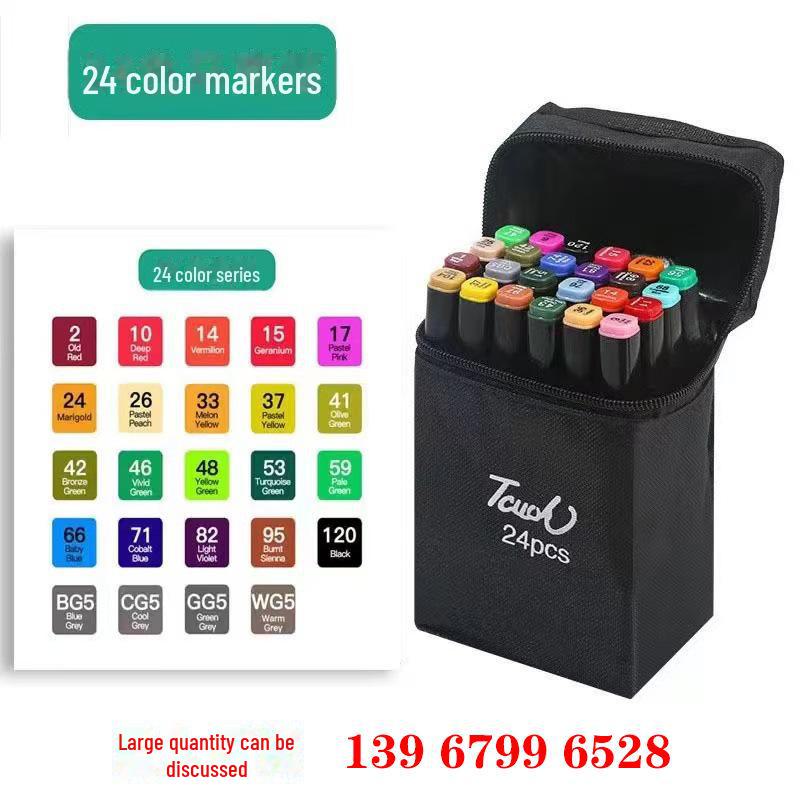 Dual-Head Alcohol-Based Marker Pens - 60/80 Color Set, Refillable Ink for Student Art and Painting