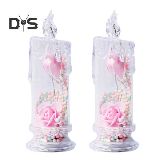 1 szt./2 szt. Wieczne kwiaty Bezpłomieniowe świece LED Migoczące świece filarowe Walentynkowe lampki nocne na ślub, dekorację domu
