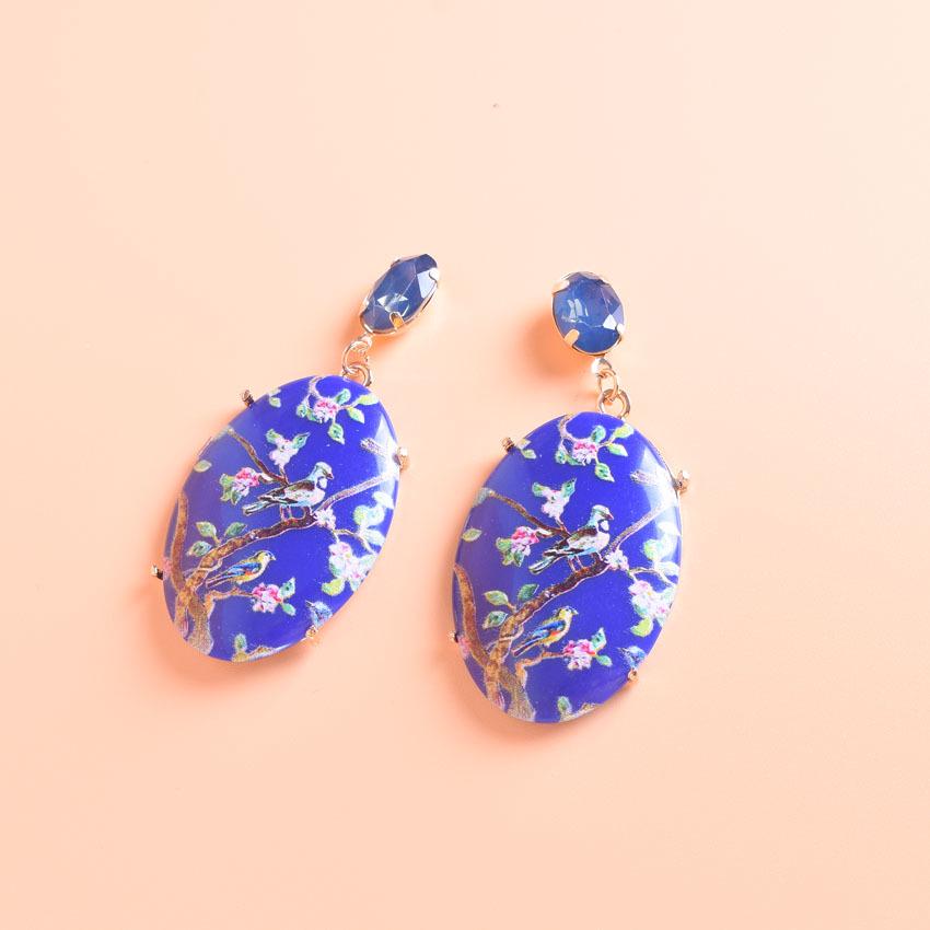 Suibian Retro Resin Printed European & American Earrings - Exquisite, Best-Selling Accessories