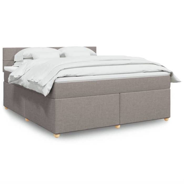 VidaXL Slat Bed Base with Mattress Taupe 180x200 Cm Fabric 3286763