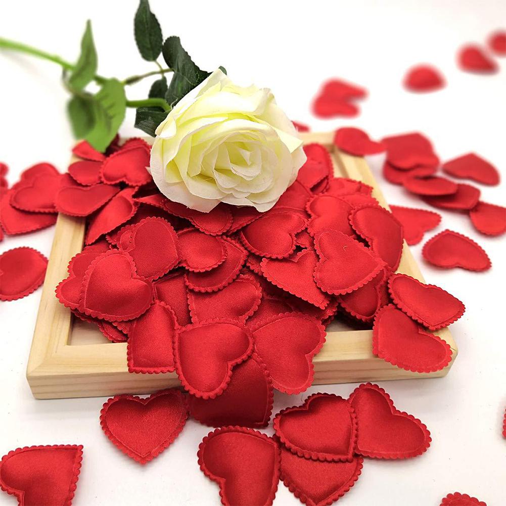 200pcs Artificial Heart Petal Wedding Decor Fake Flower Scattering Petal Valentine Party Decoration Romantic Bedroom Surprise
