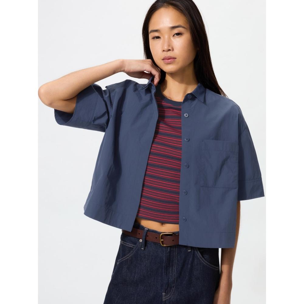 Uniqlo Japan Nylon Boxy Short Shirt 5 Minute Sleeve
