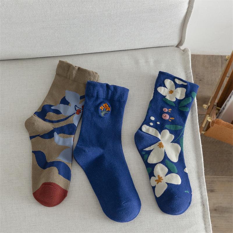 

«JK Spring & Summer Cream Mesh Breathable Pile Socks — милый и нежный стиль для студентов» One Size темно-синий