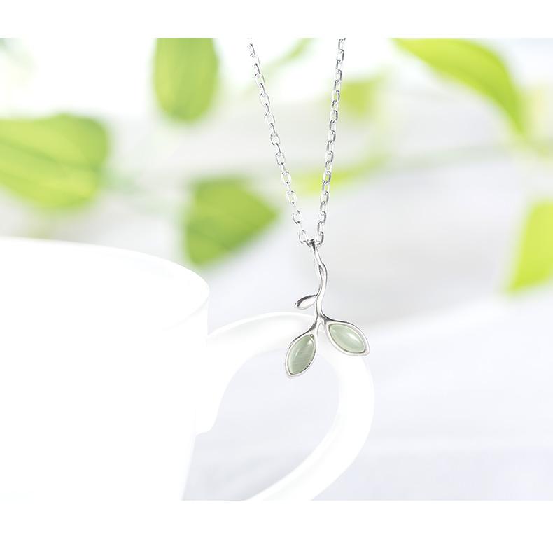New Arrivals 925 Sterling Silver Green Leaves Necklaces Pendants for Women Hot Fashion Jewelry