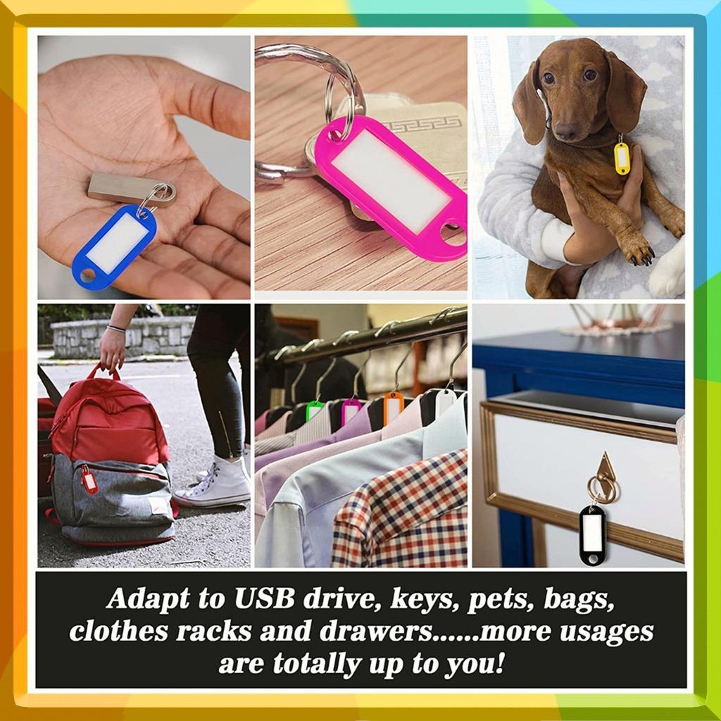 50pcs Key ID Label Colorful Key Holder Plastic with Keyring ID Tags Name Label Card Portable