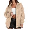 Women's Fashion Leather Jacket, Long-Sleeved, Lapel, Zipper, Side Pockets, Casual Windbreaker Coat