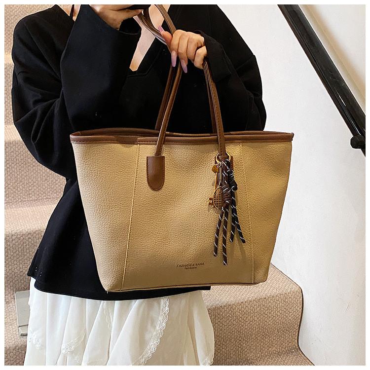 Borsa a Tote di Grande Capacità per Donna in Materiale PU con Chiusura Superiore a Zip per Uso Quotidiano