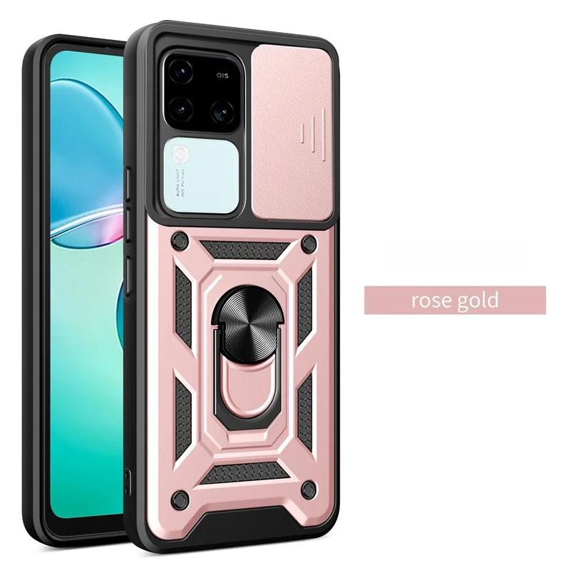 Armor Slide Camera Funda For Vivo V30 Pro 5G Case Magnetic Ring Stand Cover For Vivo V30E V 30 E VivoV30 V30Pro 5G Protect Coque