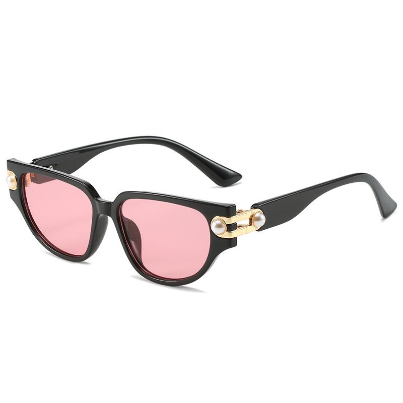 Triangular Cat Eye High-End Pearl Sunglasses, Plain Sunglasses, Women'S Trendy Glasses