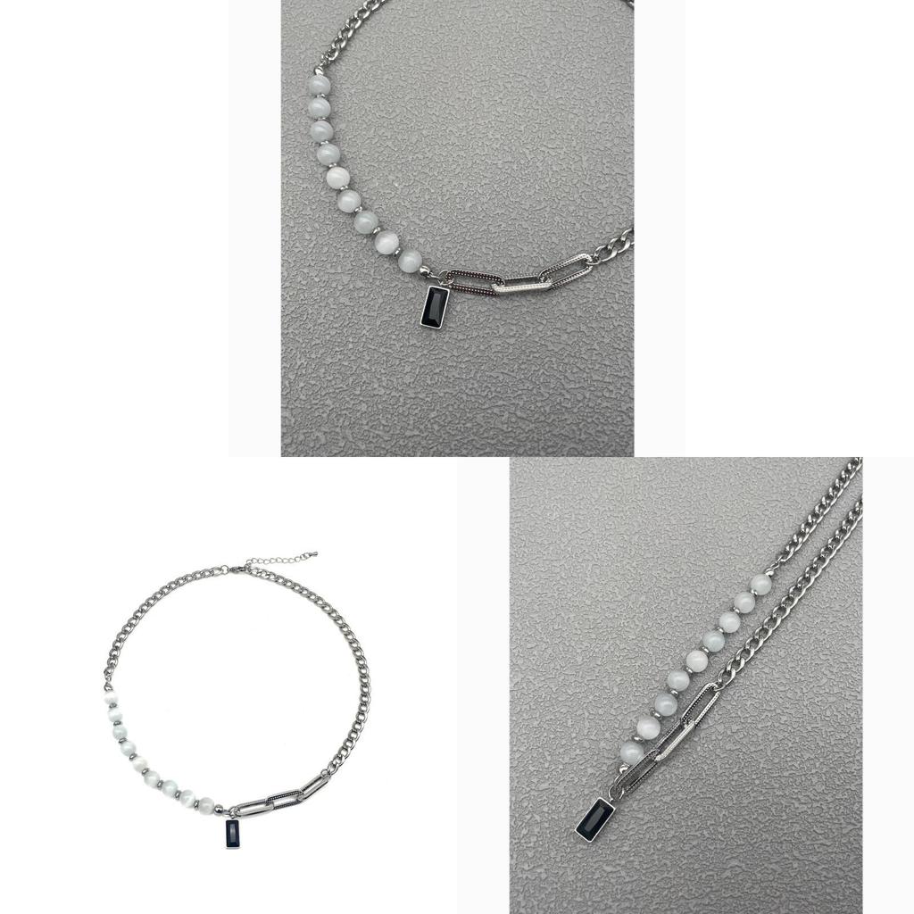 Unique Geometric Locking Chain Necklace Crafted From Stainless Steel For Casual Wear