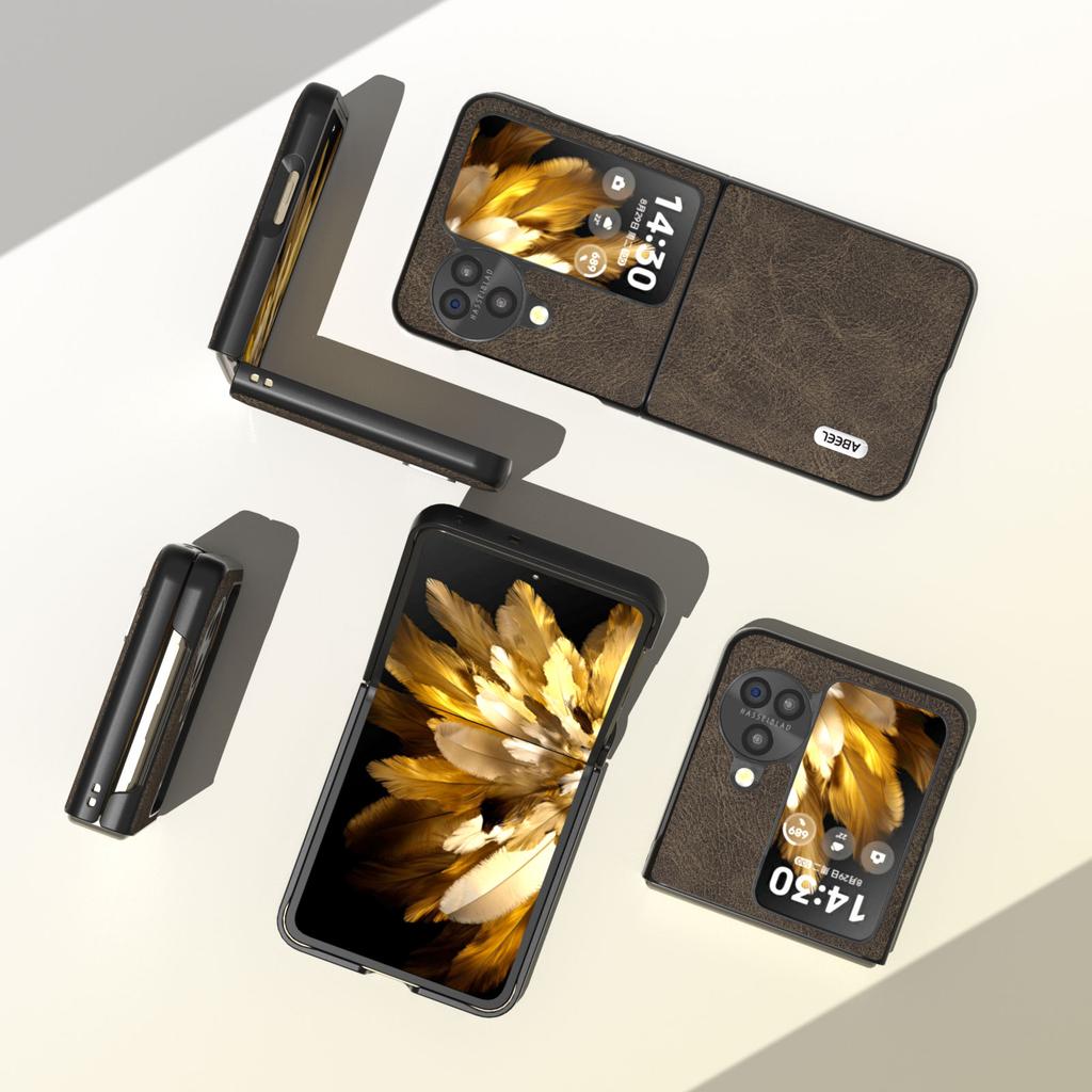 ABEEL For Oppo Find N3 Flip 5G Anti-Scratch Protective Case Litchi Texture PU Leather Coated PC Phone Cover