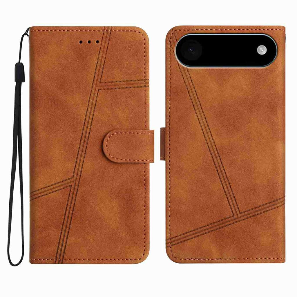 Für iPhone 17 Air Hülle Flip Leder Retro Handyhülle Linien Geprägt