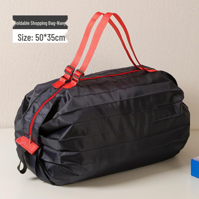 Large-Capacity Foldable Waterproof Shopping Bag with Zipper and Creative Print - Eco-Friendly Tote for Supermarket Storage