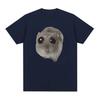 Funny Sad Hamster Meme Cry BiG Eye Cute Mouse  T Shirt Men Women Casual Short Sleeve T-shirts Tops 100% Cotton Oversized T-shirt