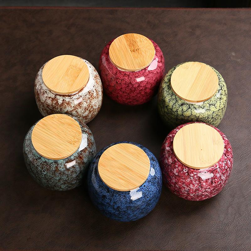 Creative Irregular Grain Ceramic Tea Cans Portable Mini Storage Box Moisture-proof Sealed Candy Coffee Can Storage Container New