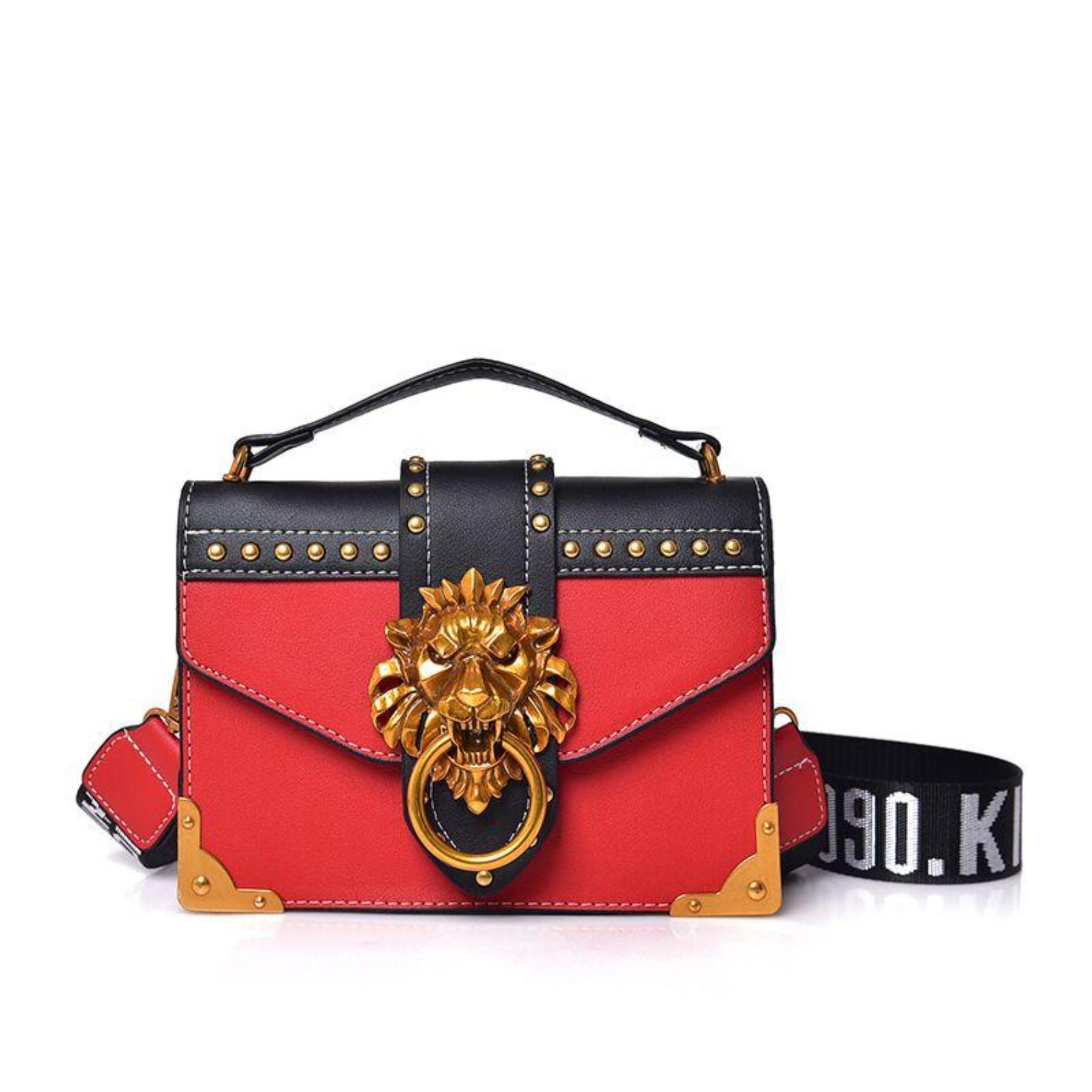 

Fashion Metal Lion Head Mini Small Square Pack Shoulder Bag Crossbody Package Clutch Women Designer Wallet Handbags Bolsos Mujer (30cm<Max Length<50cm)
