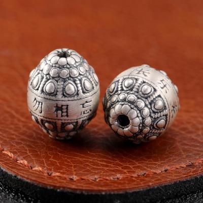 S999 Sterling Silver Antique Finish Jujube Bead Spacer for DIY Bracelet Accessories