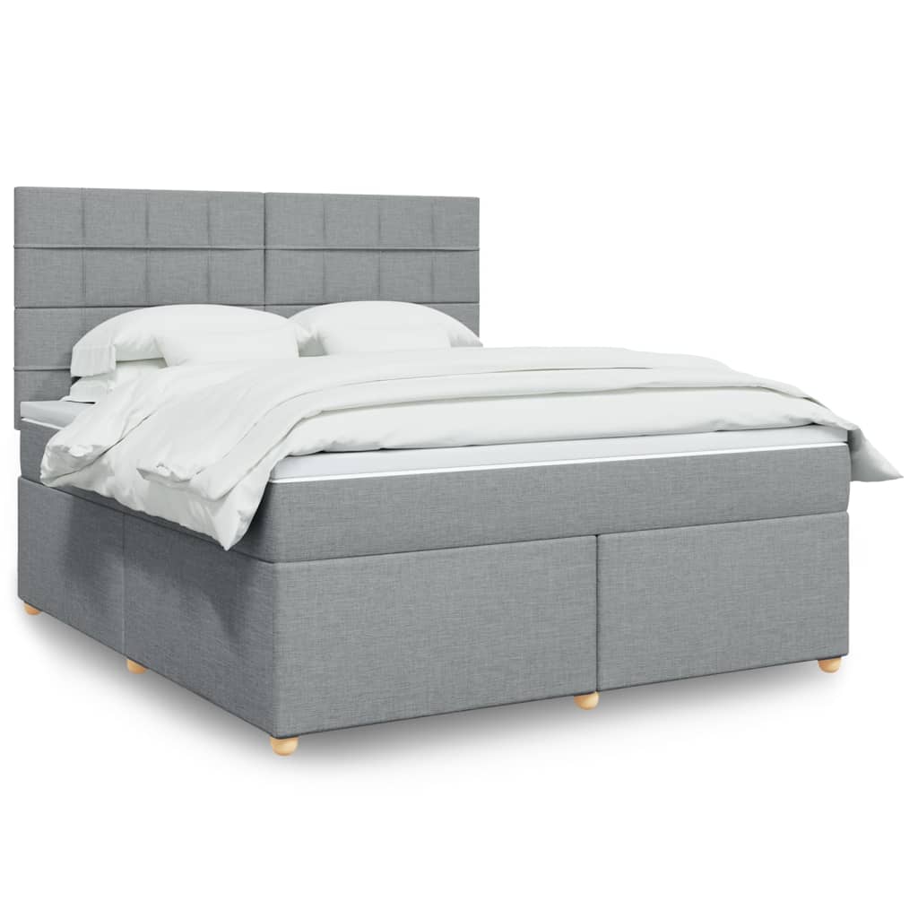 Box Spring Bed with Mattress Light Grey 180 x 200 cm Fabric