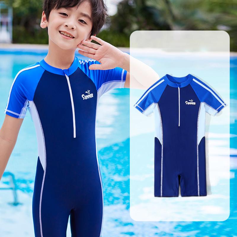 Children's Boys' One-Piece Swimsuit & Baby Swim Trunks Set - Summer Swimwear for Boys