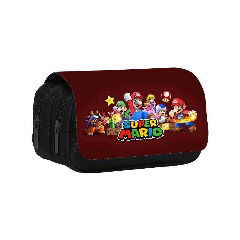 Trousse à Crayons Double Couche Mario Grande Capacité Pour Étudiants Organisateur de Fournitures Scolaires