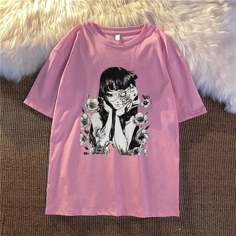 Tricou Harajuku de vară Benzi desenate de groază Gotic desen animat imprimeu Punk Tricouri japoneze Top Vogue Unisex stil vintage