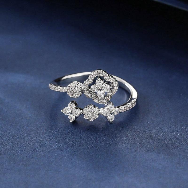 Fashion, personality, niche, exquisite design, floral ring, cool style