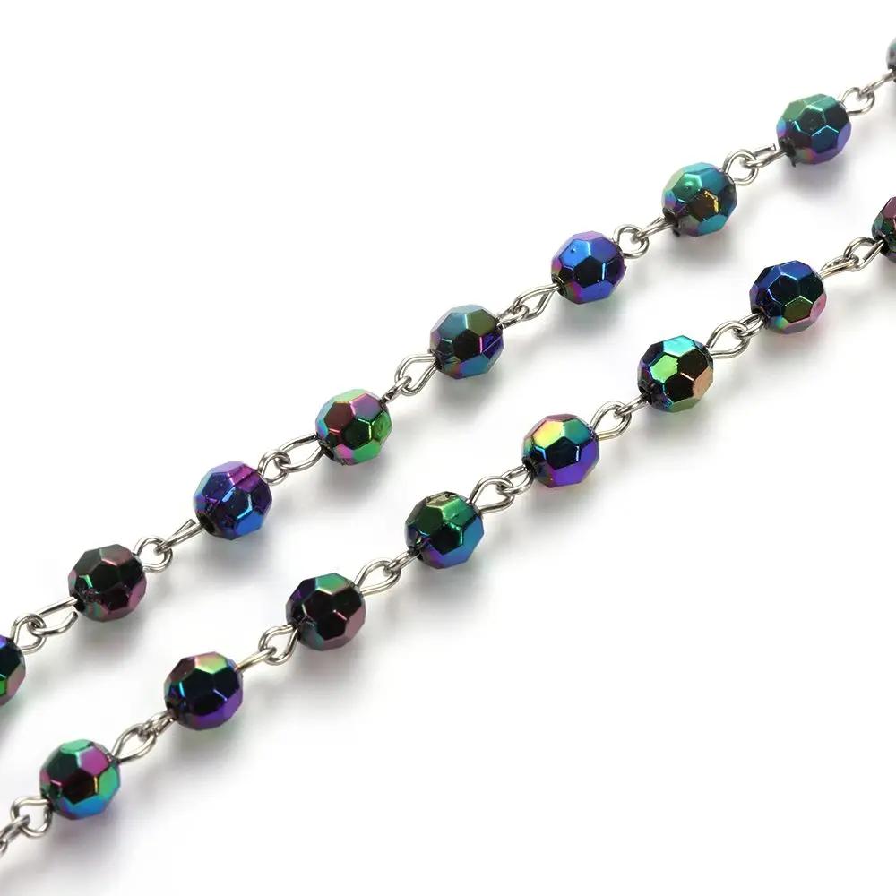 Fashion Vintage Cross Necklace Rosary Beads Chain Jesus Crucifix Virgin Mary Pendant Chain Jewelry Necklace