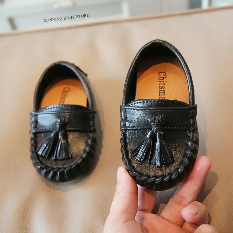 

Boys Girls Moccasins Casual Soft Leather Shoes Kids Loafers Children s Tassel Wedding Autumn Fashion Flats Boat Sneakers I07215 21 чорний
