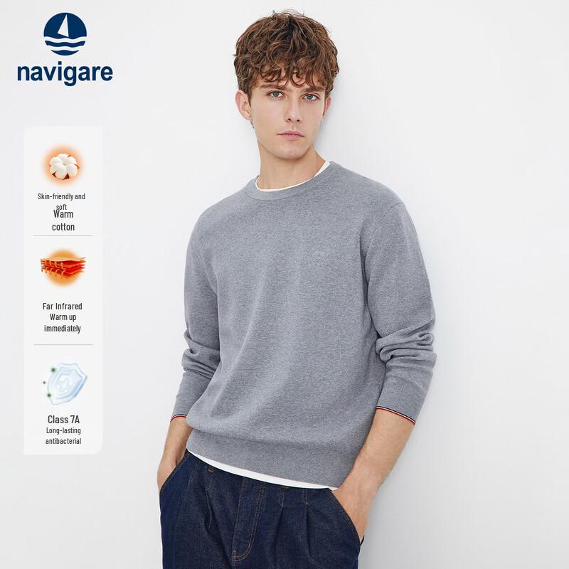 Navigare Men's 100% Cotton Round Neck Knit Sweater