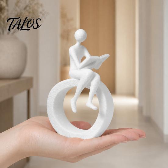 Talos 3D Printed Reading Figurine, Abstract Reader Statue for Home Decor, Modern Minimalist Sculpture Bookshelf Desk Office Ornament