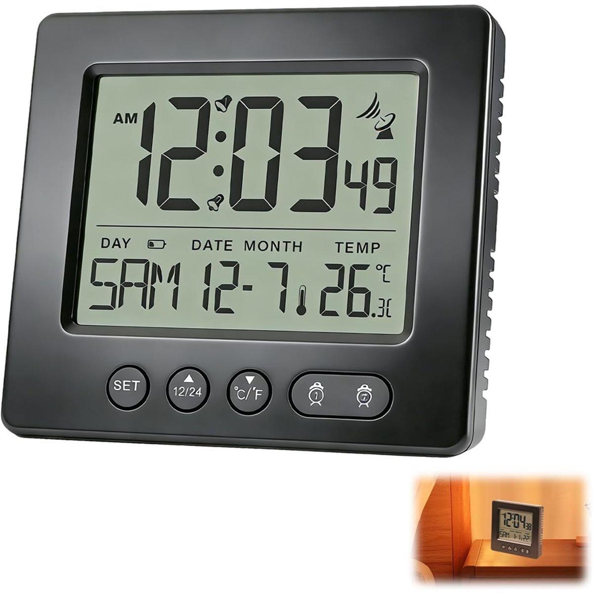 BHBL Digital Radio Alarm Clock, Radio Alarm Clock with 2 Alarm Times, Thermometer, Radio-Controlled Clock, 5-Minute China Mainland