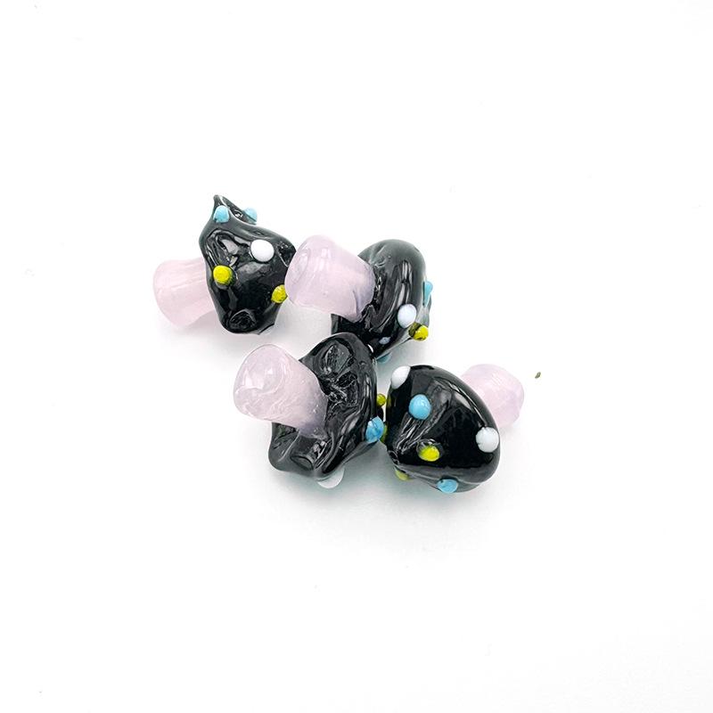Red Umbrella Poisonous Mushroom Glass Beads for DIY Jewelry: Handmade Lampwork Beading Materials for Bracelets and Necklaces.