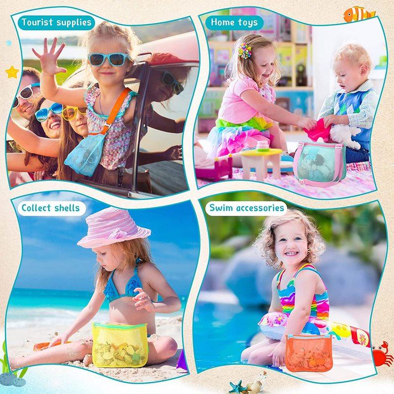 Beach Toys Mesh Beach Bag Kids Sand Toys Bags Travel Toys Shell Collecting Bag Seashell Bag Swimming Accessories For Kids
