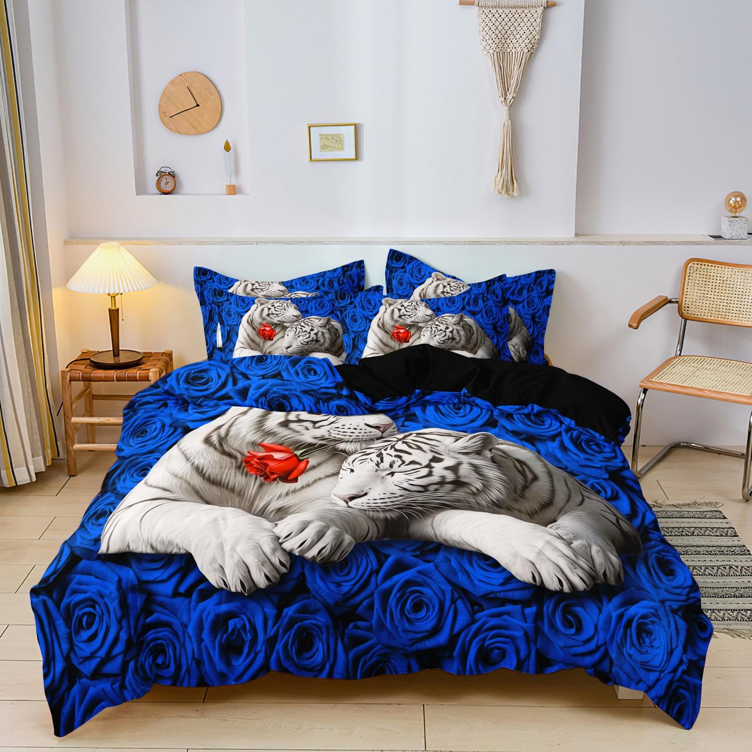 

3pcs Valentine S Day Romantic Red Rose Duvet Cover Sets Elephant Animal Bedding Sets Butterfly Duvet Cover Bedroom Decor EU Single-135x200cm&set