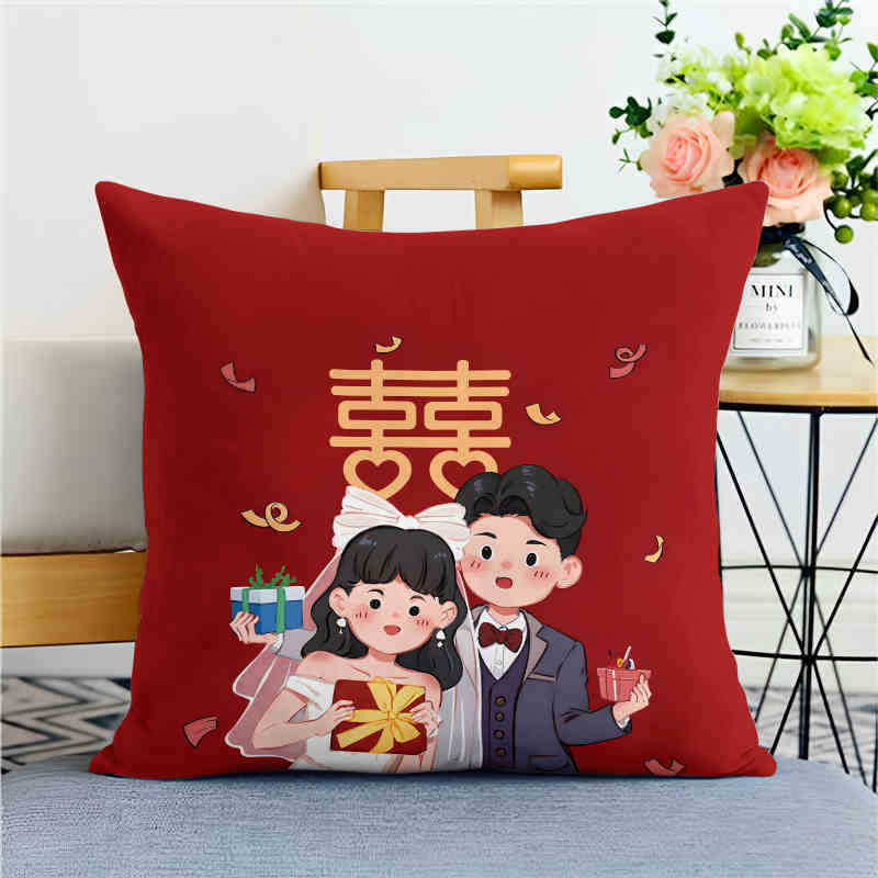 Lily Wedding Pillow Festive Double Happiness Wedding Room Cushion Living Room Sofa Cushion Cover