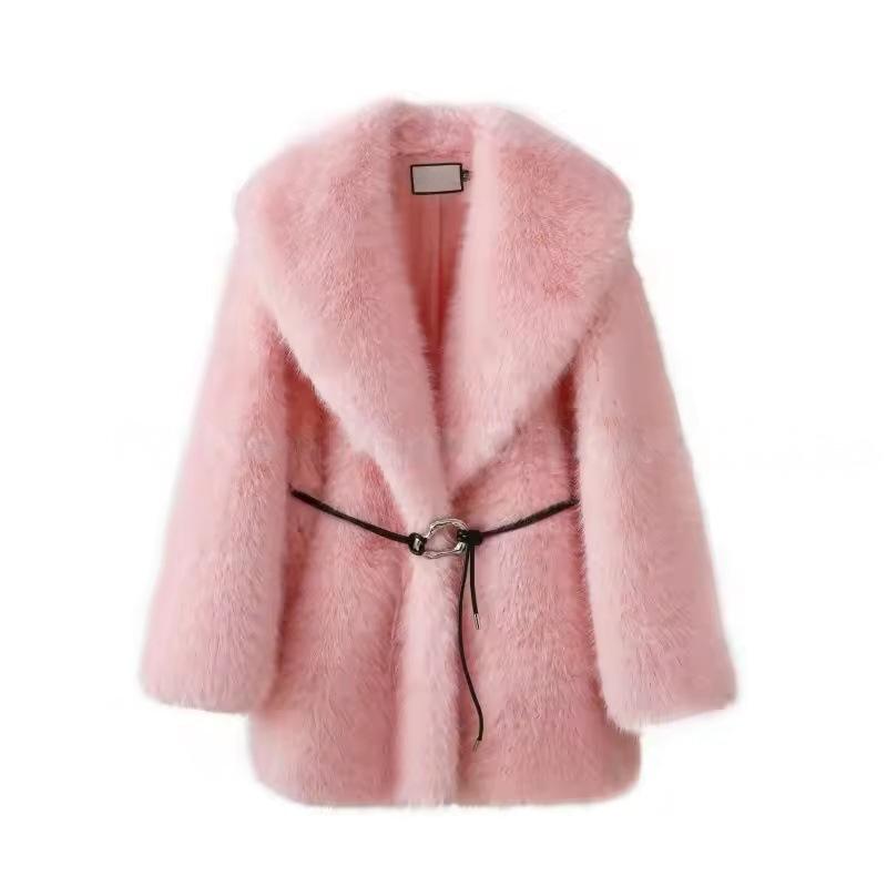 Jenny Phil manufacturer European and American autumn and winter new imitation fox fur medium and long women's coat