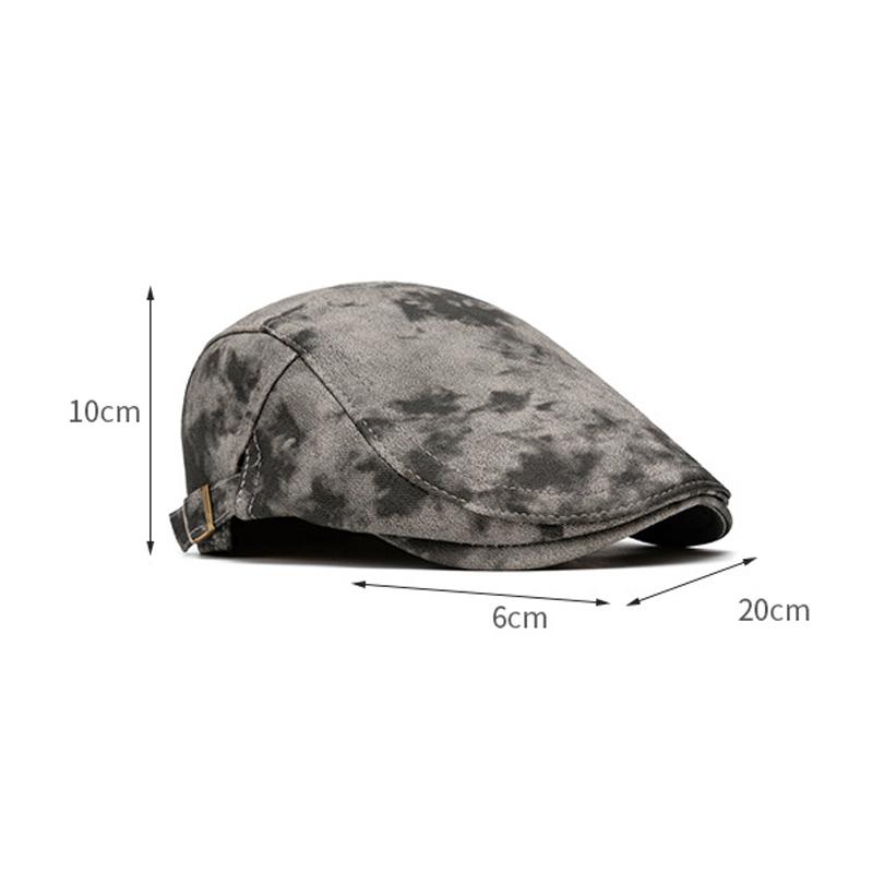 Print Beret Autumn Winter Thick Warm Forward Cap Men Big Head Circumference Newsboy Cap