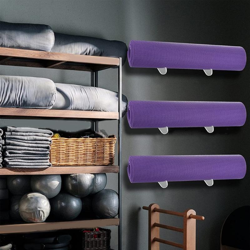 Wielofunkcyjny Wieszak Ścienny na Maty do Ćwiczeń Stojak do Przechowywania Mat do Jogi Uchwyt Ścienny na Maty do Ćwiczeń Haczyki Ścienne na Rollery Piankowe