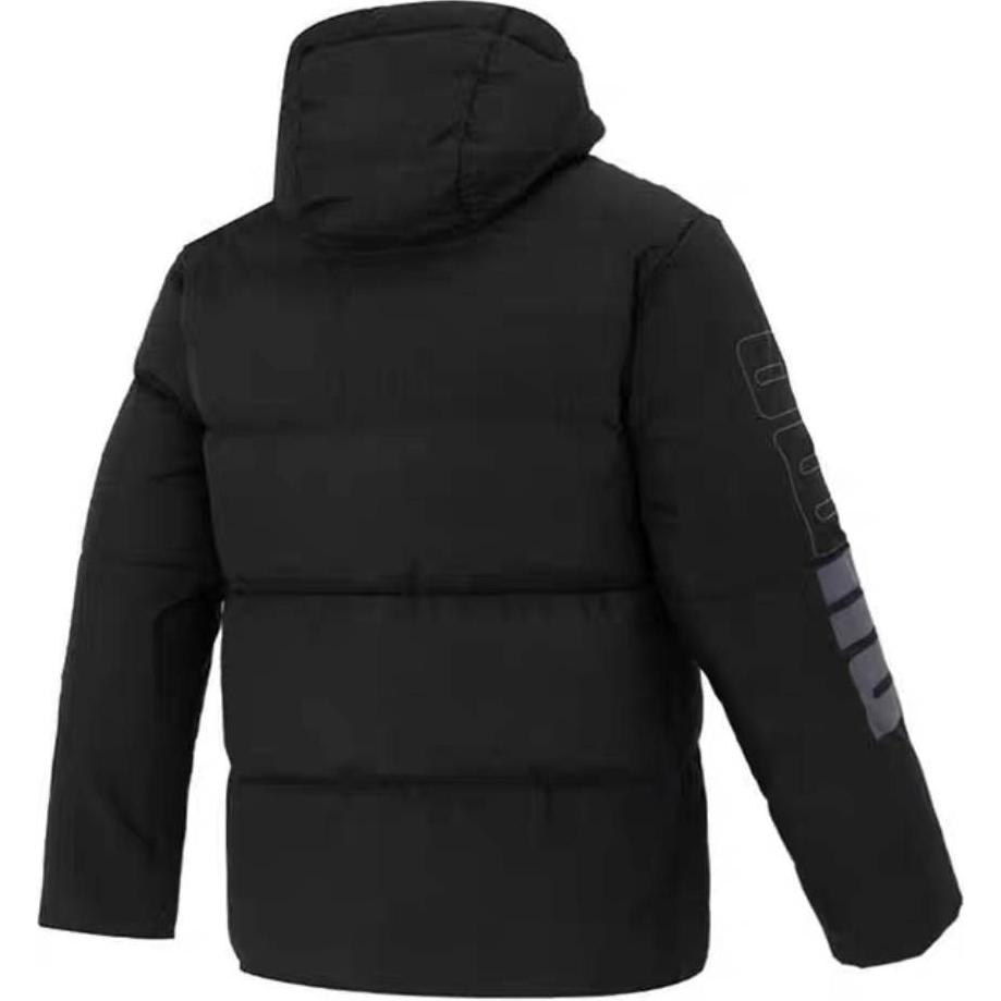 Puma Pánské ležérní péřové bundy s potiskem písmen, s kapucí a dlouhým rukávem, Černá 678720-01