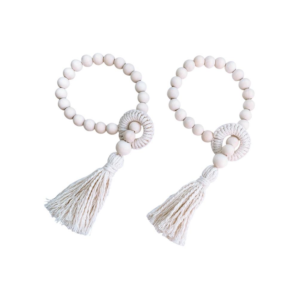 Tassel Beaded Wood Curtain Tie Suitable for Family Bohemian Lovers Wood Pastoral