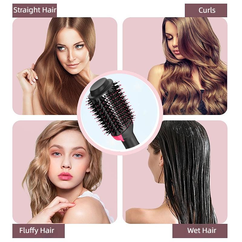 4 in 1 Hot Air Brush One-Step Heating Comb Straightening Brush Professional Electric Comb Brush Dryer and Straightening Brush EU Plug