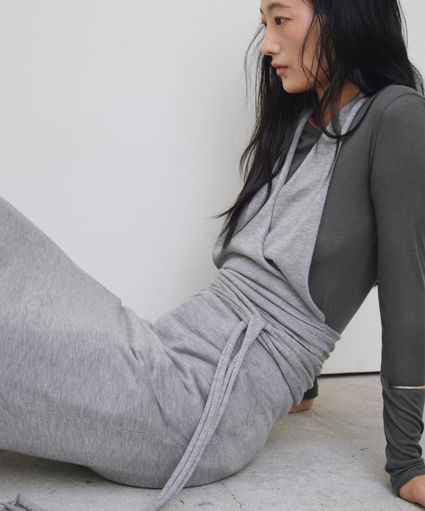 Loutaideu Sleeveless Wrap Knit Dress [Grey]