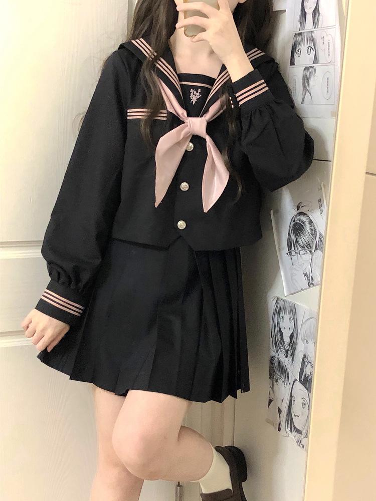 Linchuan Academy Stil JK Uniform Matrosenanzug - Authentisches Herbst/Winter Set mit Langen/Kurzen Ärmeln für Schülerinnen