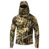 Men's Casual Hoodie Long Sleeve Lightweight Breathable Sun Protection Leaf Camouflage Printed Pullover Shirt with Hood and Chest Pocket