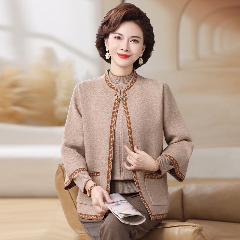 2025 Neuer Herbst Strick-Cardigan & Pullover Set für stilvolle Mütter über 50