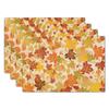 Sunflower Placemats Set of 4 18x12 Inch Summer Fruit Black and White Buffalo Plaid Linen Place Mats Wipeable Yellow Floral Table Mat