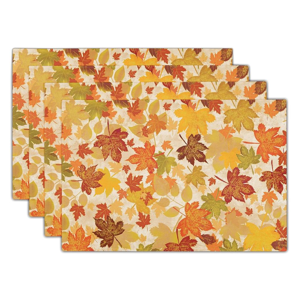 Sunflower Placemats Set of 4 18x12 Inch Summer Fruit Black and White Buffalo Plaid Linen Place Mats Wipeable Yellow Floral Table Mat