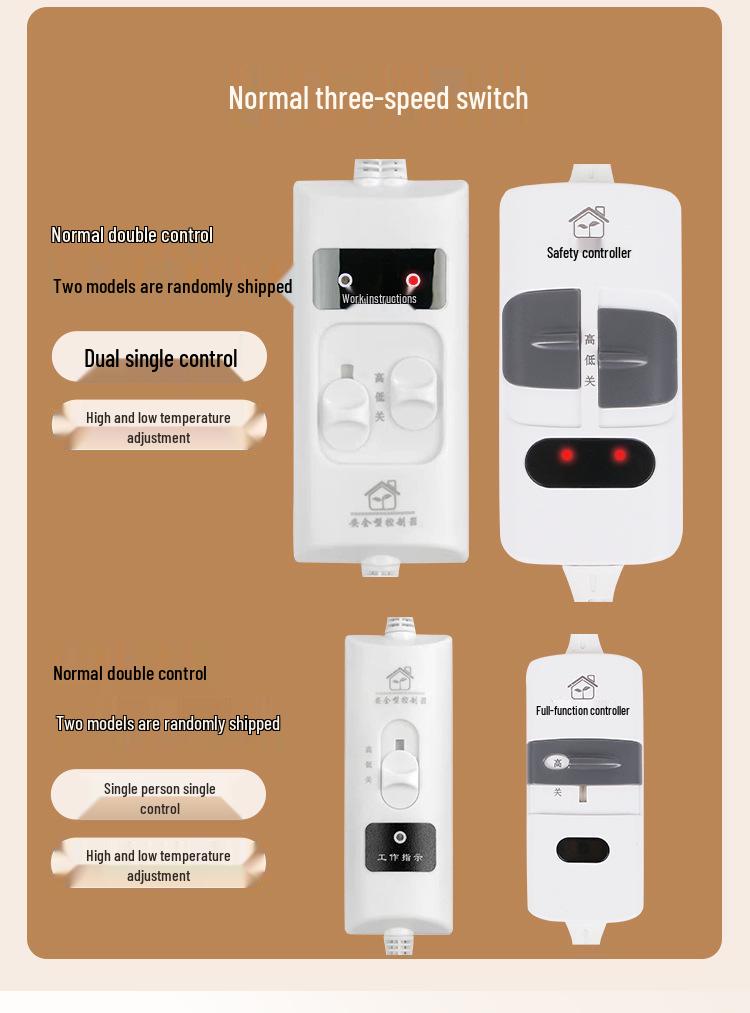 Dual-Control Electric Heated Blanket for Straw Mats, Double or Triple Size, Energy-Efficient, Leak-Proof Mattress.