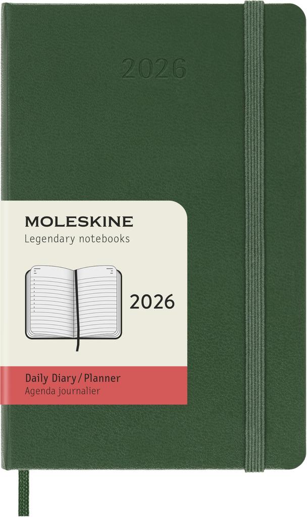 Moleskine 2026 Daily Pocket Size x Myrtle Starting in January Planner, 12-Month Diary, (9cm 14cm), Hardcover, Green, DHK1512DC2Y26,